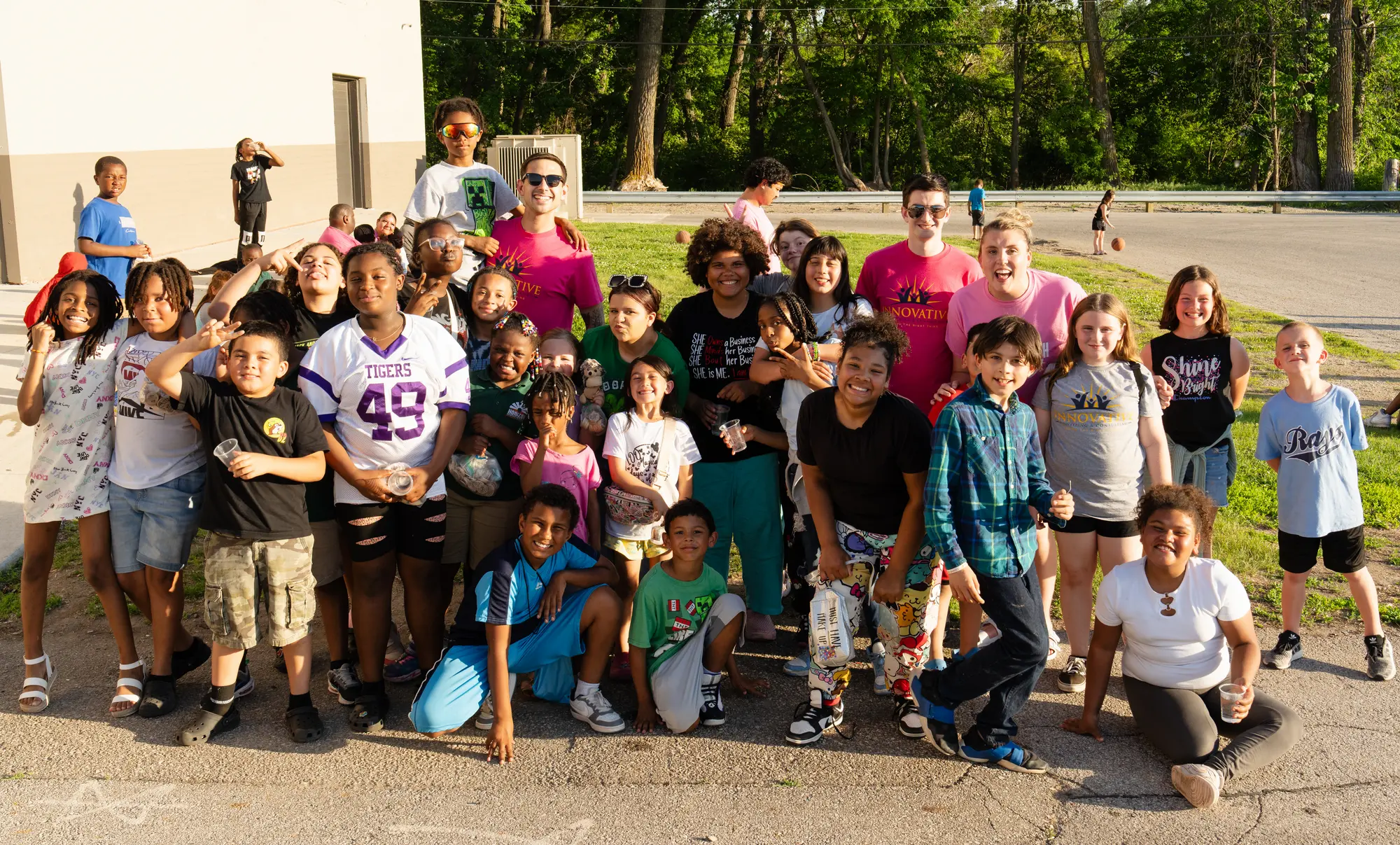 Diverse group of people together outdoors