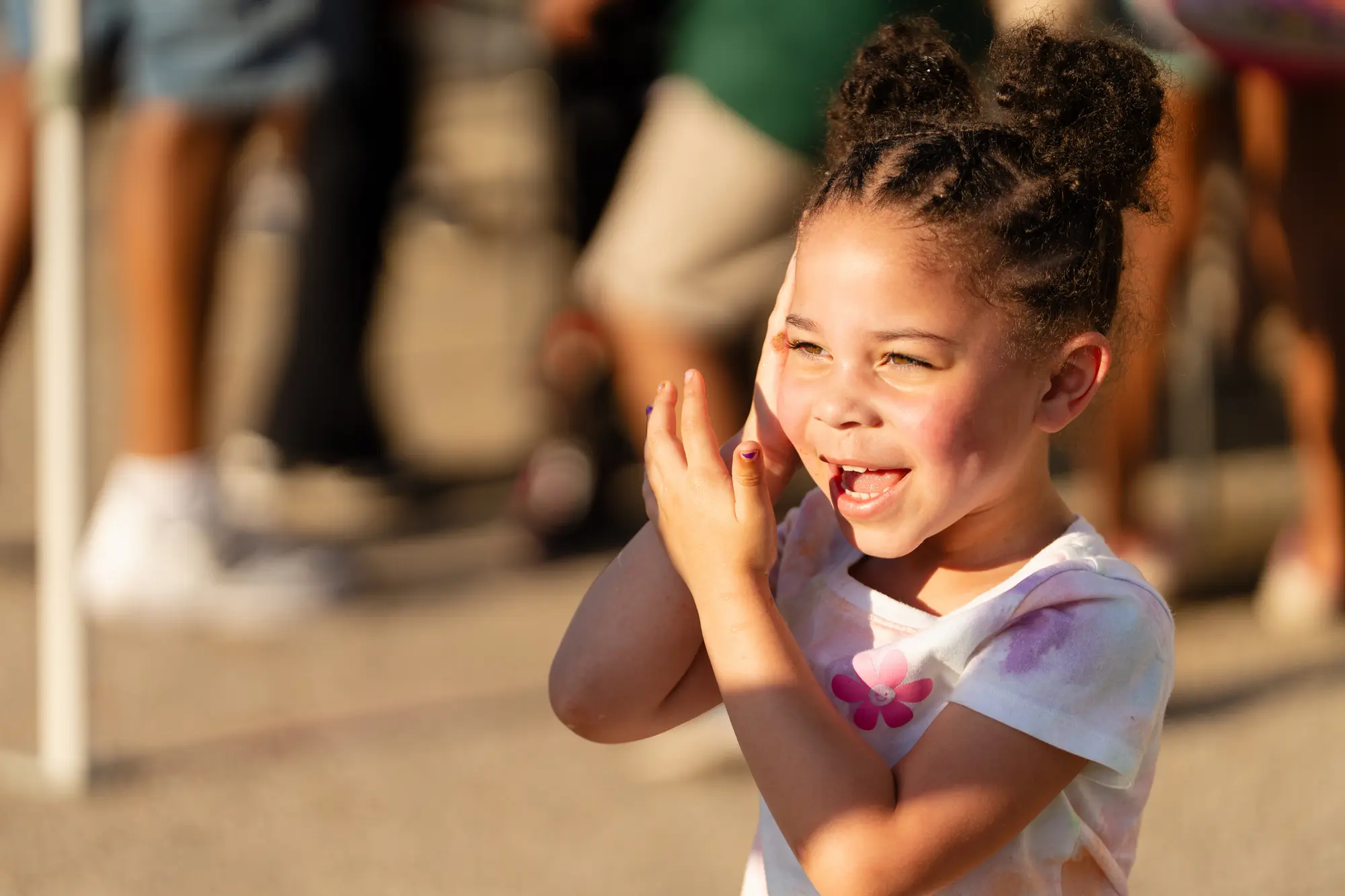 Counselor spending time with children outdoors