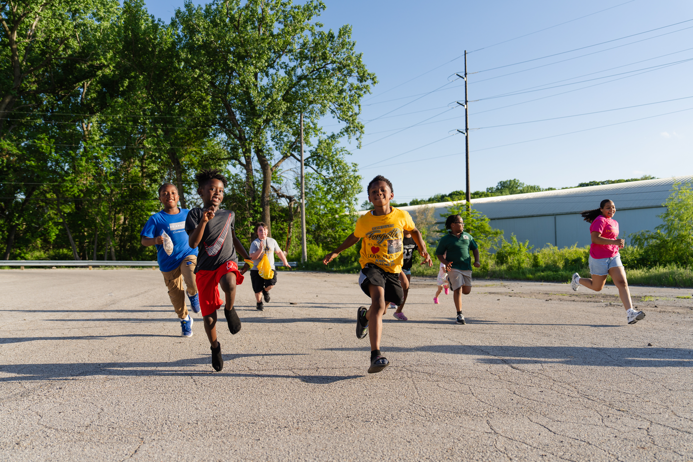 Outdoor basketball moment at a community event